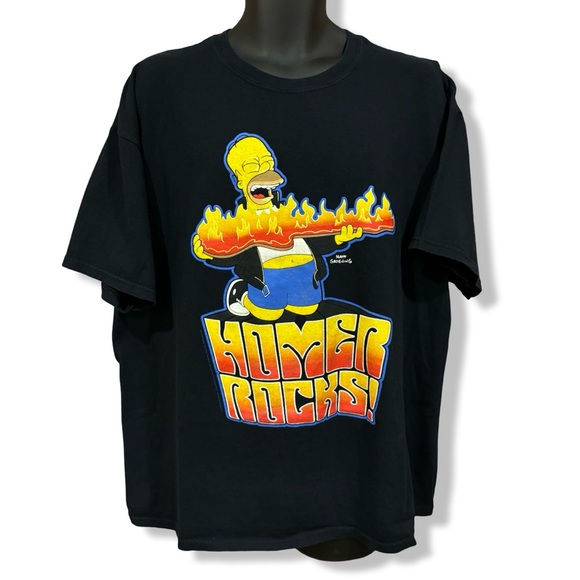 Vintage Y2K The Simpsons Homer Rocks T-Shirt - Picture 1 of 3